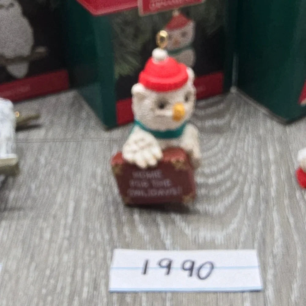 Vintage Hallmark Owl Ornament Lot 1983-1994 Owliver Series Christmas Boxed 9pc‎